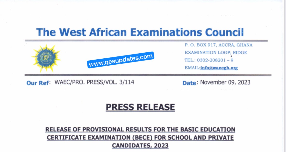 WAEC Releases 2023 BECE Results Steps To Check Your BECE Results