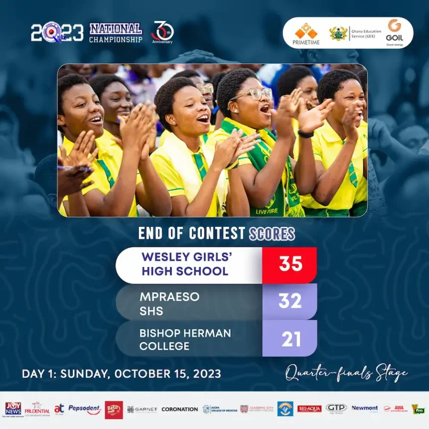 Wesley Girls Triumphs in NSMQ 2023 Quarter-final Battle Over Bishop Herman